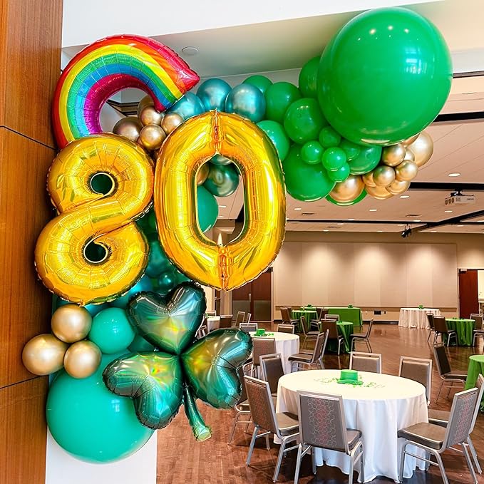 Voircoloria 90pack Green Balloons Different Size 18/12/10/5 Inch Green Balloon Garland Arch Kit for Graduation, St. Patrick's Day, Dinosaur, Jungle, Forest, Wedding, Birthday, Christmas Decorations
