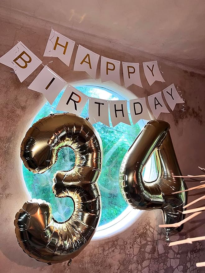 Happy Birthday Banner Birthday Party Supplies Garland Decorations Birthday Signs Nursery Hanging Decor (White)