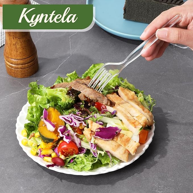 Heavy Duty Plastic Cutlery Set, 360 Count Disposable Cutlery Set with Clear Forks Spoons and Knives, BPA-Free Heat Resistant Silverware, Plasticware Bulk for Parties, Catering, Picnic
