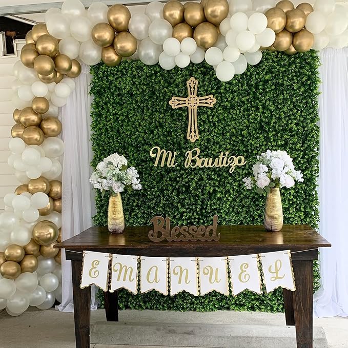 White and Gold Latex Balloons, 60pcs 12 Inches Metallic Gold and White Confetti Balloons with 1 Ribbon for New Year, Birthday, Baby Shower Party Decorations