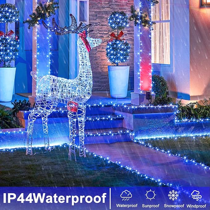 800 LED Blue Christmas Lights Outdoor 262ft Clear Wire Blue String Lights 8 Modes Clear Wire, Plug in Waterproof Twinkle Fairy String Light for Indoor Christmas Tree Bedroom Decorations