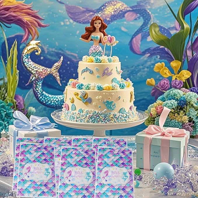 YYaaloa 30pcs Goodie Bags Party Favor Plastic Candy Gift Loot Bulk for Birthday Baby Shower Return Gift (Multicolor-Mermaid)