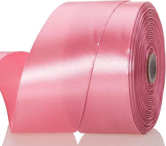 YASEO 2 Inch Rose Gold Solid Satin Ribbon, 50 Yards Craft Fabric Ribbon for Gift Wrapping Floral Bouquets Wedding Party Decoration