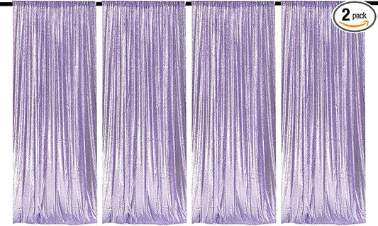 JYFLZQ Lavender Sequin Backdrop Curtains 2ft x 8ft 4 Panel Glitter Photo Booth Backdrops Sparkly Photography Background Drapes for Parties Wedding Bridal Showers