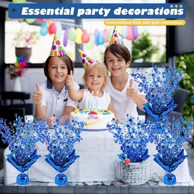12 Pack Metallic Foil Spray Centerpiece Star Table Decoration Burst Table Centerpieces for Birthday Weddings Anniversaries Christmas New Year Holiday Party Supplies Decor (Blue)