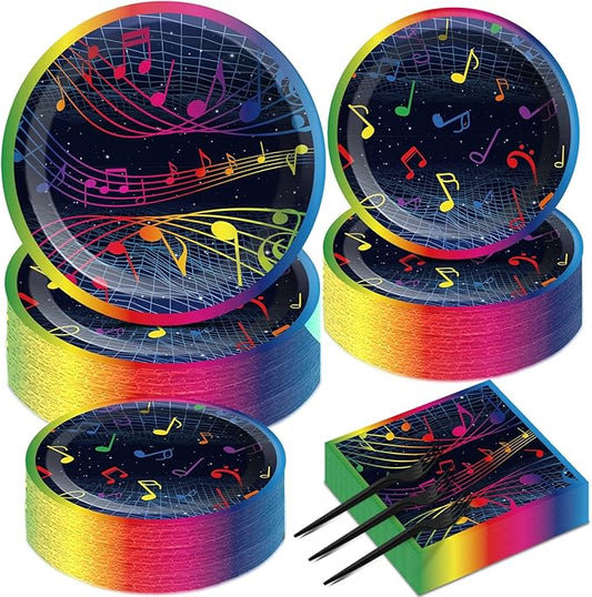 gisgfim 50 Guests Music Birthday Decorations Music Plates and Napkins Party Supplies Musical Note Themed Tableware Set Decorations Karaoke Party Plates Favors for Birthday 200 PCS