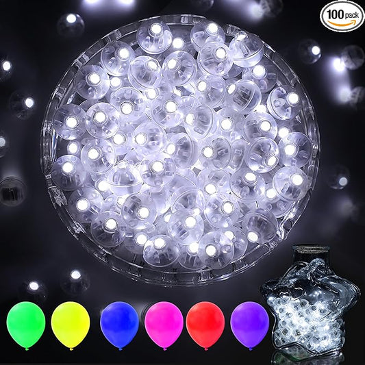 AIKEI 100pcs LED Balloon Lights, Mini Round Balls Lights,Waterproof Tiny Party Lamps for Balloon Paper Lantern Easter Eggs Decor Halloween Christmas Birthday Party Wedding Decoration Cool White