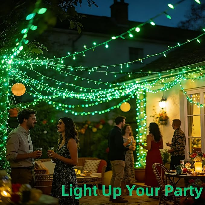 300 LED Indoor Outdoor String Lights with 12 Modes, Green Wire Christmas Tree Lights with Timer, Dimmable St Patrick's Day Decorations Lights, 75FT LED Lights for Halloween Xmas Easter Decor, Green