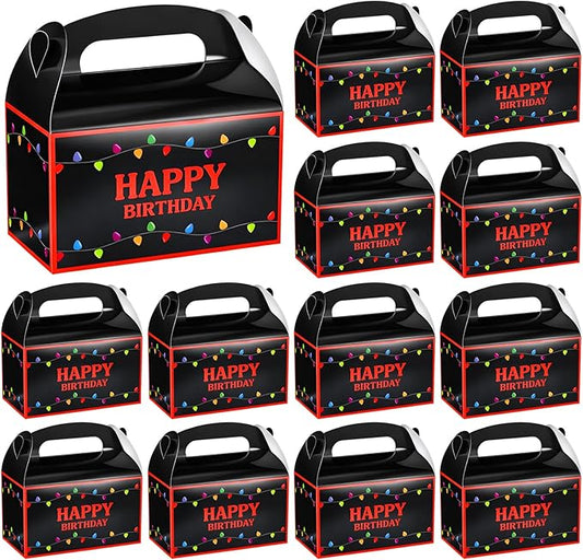 Marspark 12 Pack Strange Birthday Party Supplies, Paper Gift Boxes, Cartoon Candy Treat Boxes for Strange Themed Birthday Party Decorations(Spooky Pattern)