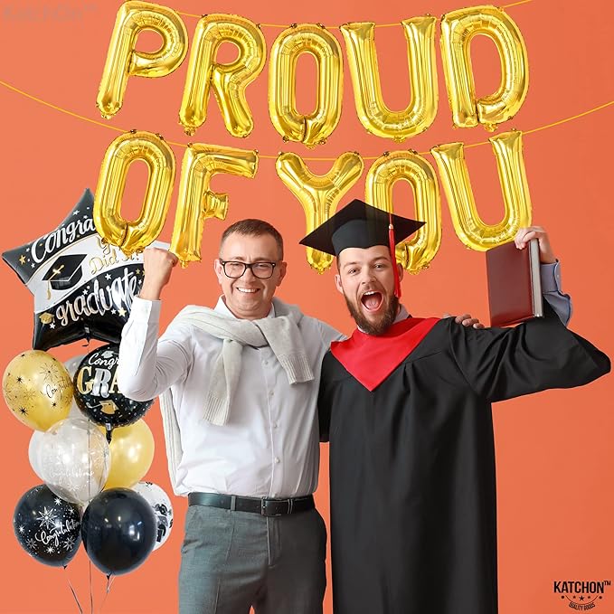 Gold Proud of You Balloons - 16 Inch, Mylar Foil Balloon Banner For Graduation Party Decorations, We Are So Proud Of You Balloon Banner For Graduation Decorations 2026, Graduation Party Decor, KatchOn
