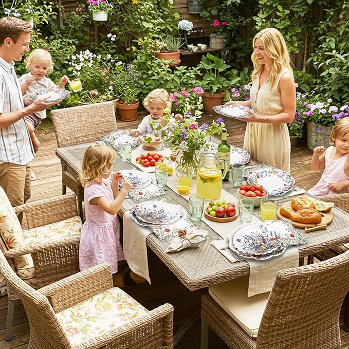 144 Pcs 48 Guests Wildflower Party Plates and Napkins Wildflower Paper Plates Napkins Wild Flower Floral Disposable Tableware for Baby Bridal Shower Wedding Birthday Garden Tea Party Supplies