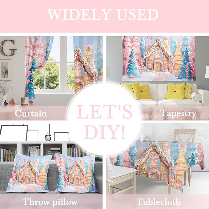 Mocsicka Christmas Candy House Backdrop Pink Candy Gingerbread Background for Photography Xmas Sweet Baby Shower Birthday Candyland Merry Christams Party Supplies (Pink, 8x6ft(96"x72"))