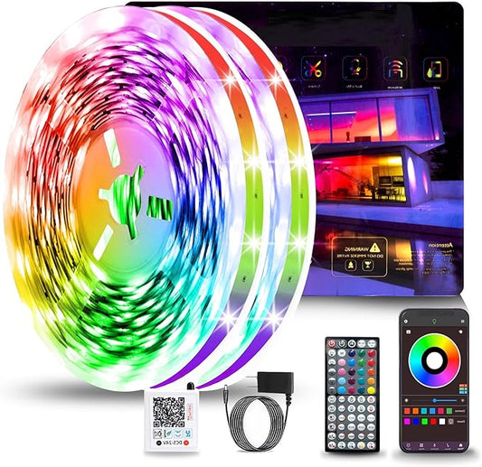 NBBUFF Led Lights for Bedroom 300FT (2 Rolls of 150FT), RGB Led Strip Lights with Music Sync Color Changing, Remote & App Controll Led Lights for Room and Party, Super Long LEDs for Bedroom Ambiant