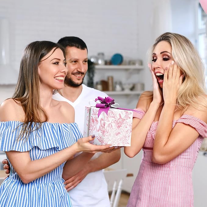 WERNNSAI Pink Wrapping Paper Roll - 1 Roll 17”x 33 ft Vintage Floral Wrapping Paper Pink Flower Gift Wrap for Girls Women Birthday Bridal Shower Wedding Supplies