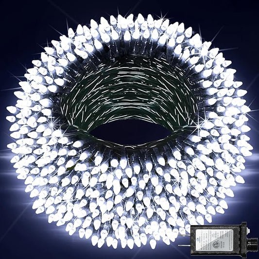 750 LED 240FT Christmas String Lights Outdoor with 12 Lighting Modes, Green Wire Christmas Lights with Timer & Dimmable, Waterproof Plug in Fairy Lights for Room Party Home Patio Xmas, Cool White