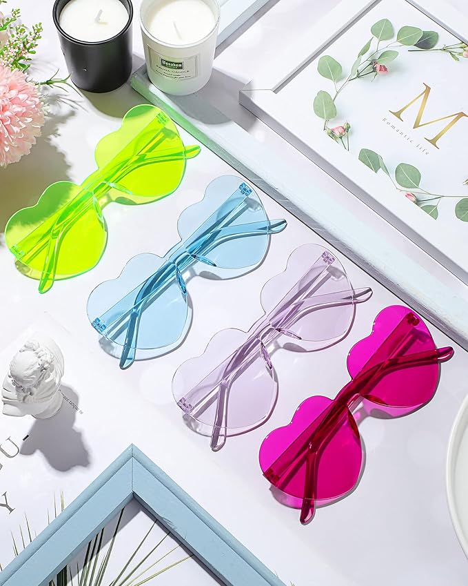 Colzzy 30 Pairs Valentines Day Sunglasses Colorful Heart Shaped Glasses Bulk for Women Bachelorette Party Romantic
