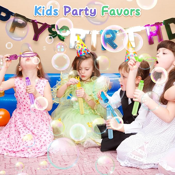 48 Pack Big Bubble Wands Bulk in 6 Colors,Ideal for Easter, Summer, Halloween, Valentine, Classroom Prizes