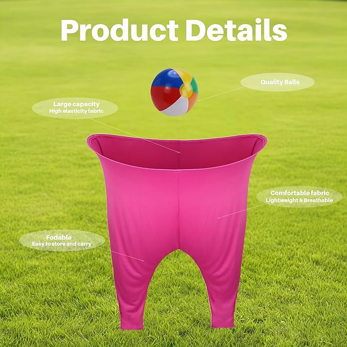Granny Pants Yard Game – Oversized Stretchy Pants Outdoor Toss Game with Bouncy Balls & Pump, Fun Reunion Party Game for Adults, Perfect for Backyard, Field Day & Team Activities