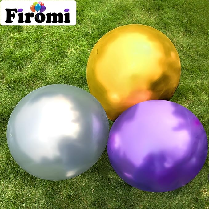 Firomi Metallic Silver Balloons 18-inch 12 Pack Large Helium Shiny Round Big Chrome Silver Thicken Latex Balloon for Wedding Birthday Party Balloons (with 1 Ribbon)