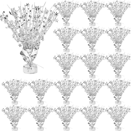 20 Pack Silver Foil Spray Centerpiece Star Table Decoration Metallic Burst Table Centerpieces for Birthday New Year Wedding Anniversary Graduation Party Supply (Silver)