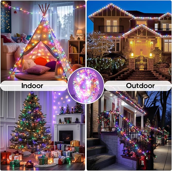 600 LED Christmas Lights, 246FT Outdoor Waterproof String Lights with Remote, Timer & Memory Function & 8 Modes, Twinkle Lights Plug in for Christmas Tree, Patio, Outside. Multicolor