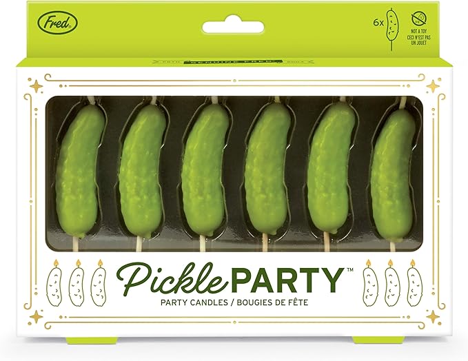 Genuine Fred Pickle Party Candles Set of 6 Quirky Pickle-Shaped Party Birthday Candles 2" Tall Fun and Unique Party Decor Gift-Ready Package