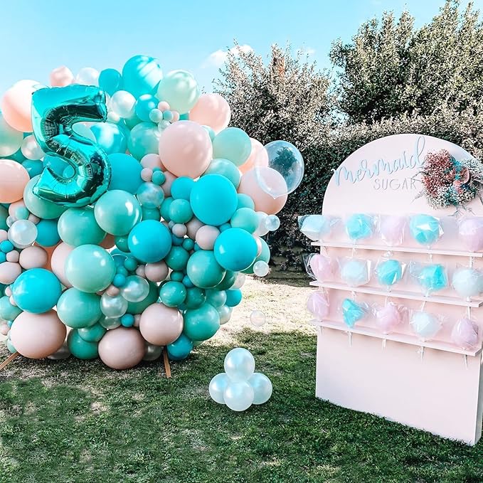 Voircoloria 130pcs Teal Balloons Different Sizes 18" 12" 10" 5" Turquoise Blue Balloons for Boys Girls Baby Shower Wedding Anniversary Graduation Engagements Birthday Party Decorations