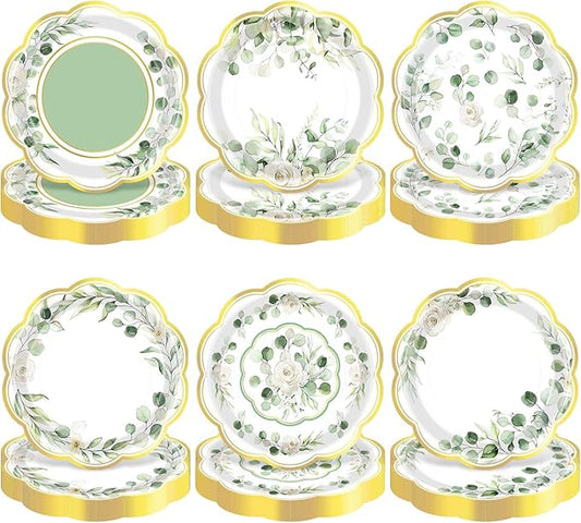 Umigy 120 Pcs Sage Green Paper Plates 7 Inch Eucalyptus Spring Party Plates Sage Green Dessert Plate for Greenery Baby Shower, Birthday, Bridal Shower & Garden Themed Party Decoration