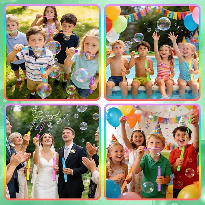 SpringFlower Bubbles for Kids, 84Pcs 2OZ Bubble Wands Bulk in 6 Assorted Colors, Ideal for Kid Party Favors, Summer Toys, Indoor & Outdoor Activities, Birthday, Carnival Prizes, Wedding, Goodie Bags