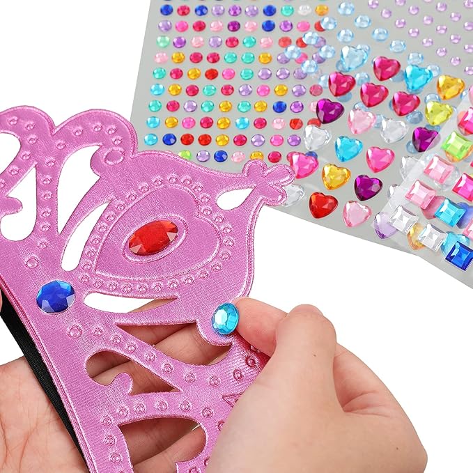 Epakh Princess Party Crowns Set, 27 Pcs DIY Crown with Diamond Stickers, Birthday Party Favor for Children and Princess Fans(Classic Color,Classic Style)