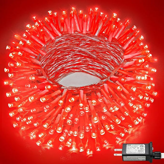 66FT 200 LED Outdoor String Lights, Connectable Christmas Lights Indoor Waterproof with 8 Modes, Plug in Twinkle Fairy Lights Clear Wire for Outside Bedroom Home Garden Wedding Patio Decorations, Red