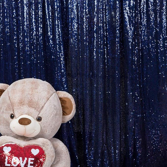 JYFLZQ Navy Blue Sequin Backdrop Curtains 8ft x 8ft 1 Panel Glitter Photo Booth Backdrops Sparkly Photography Background Drapes for Parties Wedding Bridal Showers