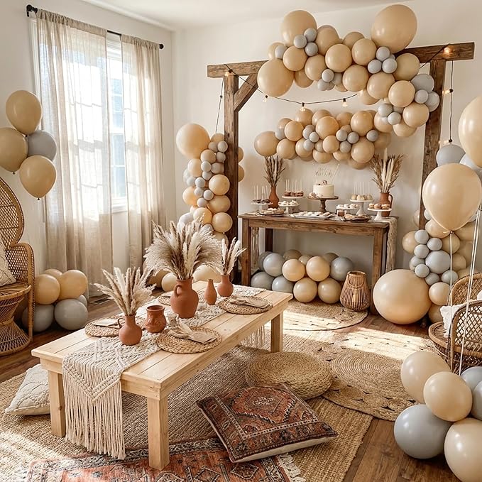 RUBFAC 87pcs Light Brown Balloons Different Sizes 18 12 10 5 Inches, Premium Party Latex Balloons Arch Kit Garland for Birthday Wedding Graduation Baby Shower Party Decoration