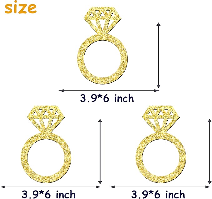 12pcs Gold Glitter Diamond Ring Theme Centerpiece Sticks Engagement Party Centerpieces for Table Wedding Party Table Decorations for Marriage Anniversary Bridal Shower Valentines Party Supplies