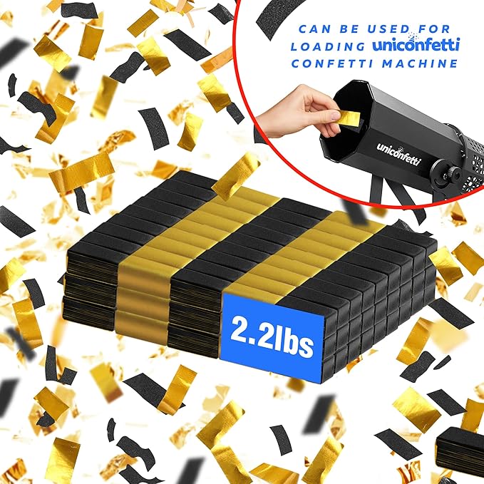 Black & Gold Bulk Confetti Paper 2.2lbs/1kg – Biodegradable Tissue Paper Confetti, Non-Staining, Fire-Resistant | Parties, Events, Graduation, Confetti Launcher Machine Refill