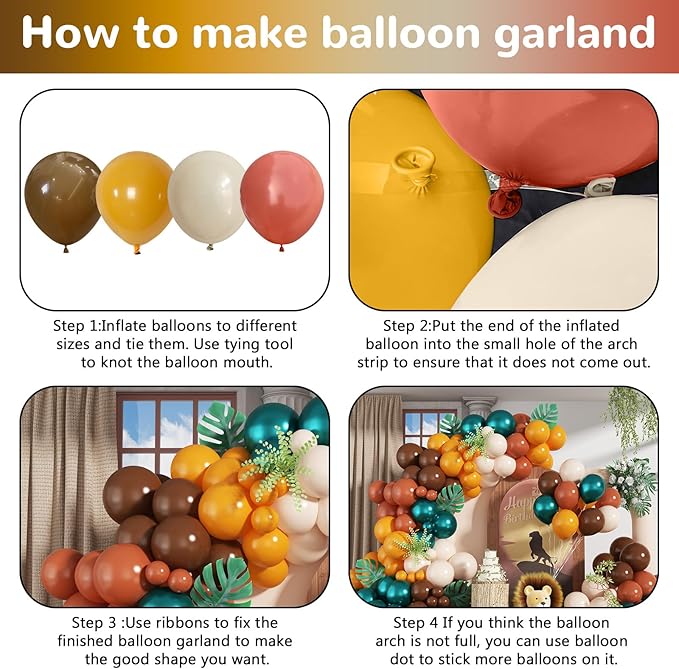 HILAVO Green and Brown Balloon Arch Kit Double Stuffed Teal Green Mustard Yellow Orange Brown Coffee Beige Retro Balloon for Wild Safari Jungle Hunting Birthday Baby Shower Party Decorations
