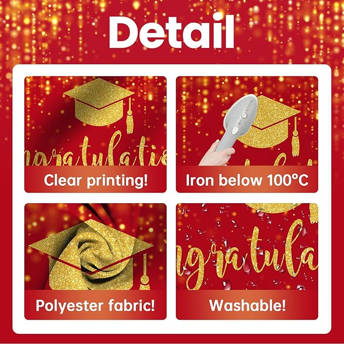 Mocsicka Class of 2026 Backdrop Red Gold Glitter Bokeh Graduation Party Background 2026 Congrats Grad Prom Party Cake Table Decoration Photo Booth Props (7x5ft)