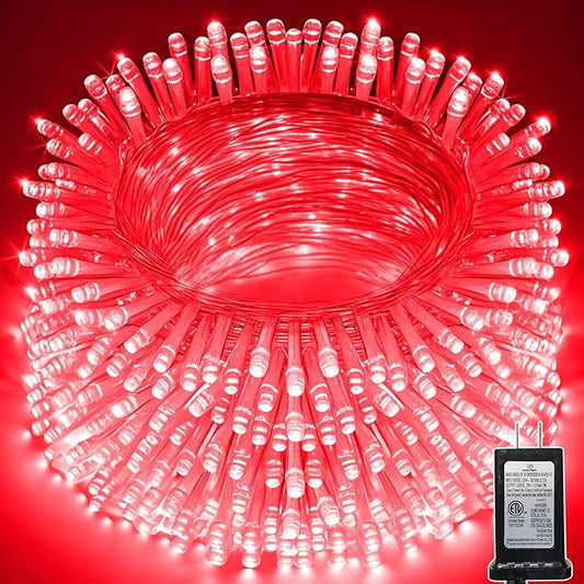 393 FT 1000 LED String Lights Outdoor Indoor, Christams String Lights Waterproof 8 Modes & Timer, Fairy Lights Plug in for Bedroom, Weeding, Patio, Party, Holiday,Christmas Decor (Red)