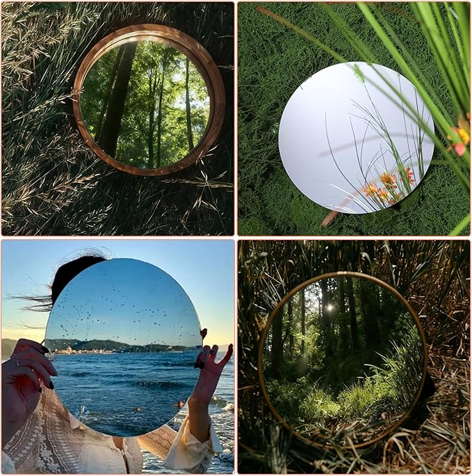12PCS Round Mirrors for Centerpieces, 8" Acrylic Mirror Trays 2mm Thickness Mirror Centerpiece Table Decorations Candle Plate Centerpiece for Wedding Party Wall Decorations Crafts