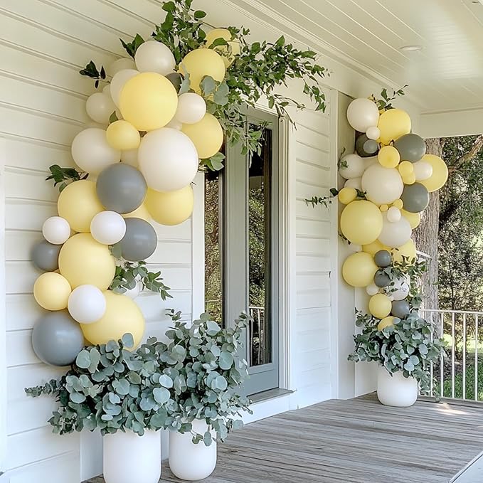 RUBFAC 87pcs Pastel Yellow Balloons Different Sizes 18 12 10 5 Inches for Garland Arch, Premium Yellow Latex Balloons for Birthday Party Wedding Baby Shower Bridal Shower Decorations