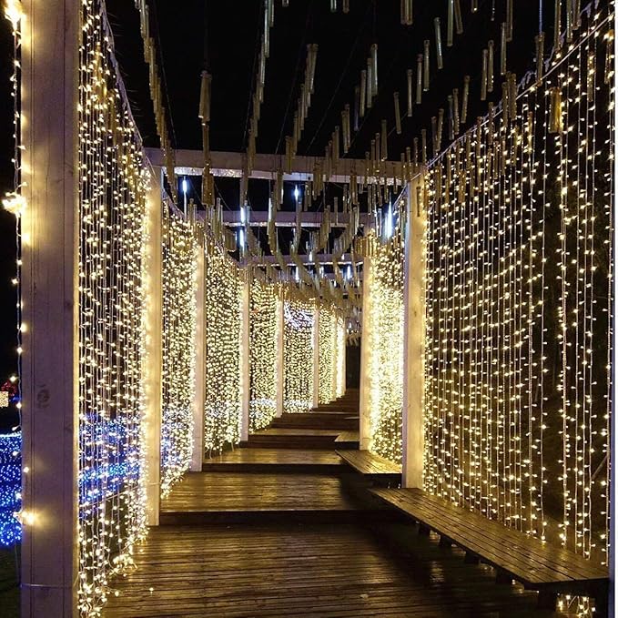 Geanmoki 306 LED Window Curtain String Light Wedding Party Home Garden Bedroom Outdoor Indoor Wall Decorations