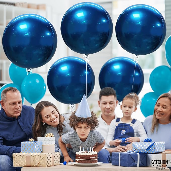 KatchOn, Metallic Blue Balloons - Big 22 Inch, Pack of 6 | Blue Mylar Balloons for Fathers Day Decorations | Graduation Decorations 2026, Blue Party Decorations, Birthday Decorations