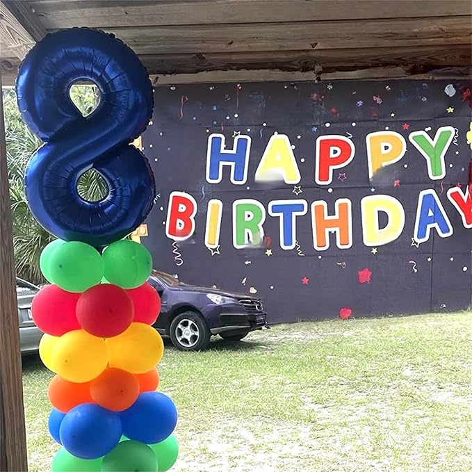 Navy Bluen Balloon Number 8, 40 Inch Large Self Inflating Royal Blue Foil Number Balloons 0-9, Dark Blue Digital 8 Helium Balloon for 8th Boys Men Birthday Party Anniversary Decorations