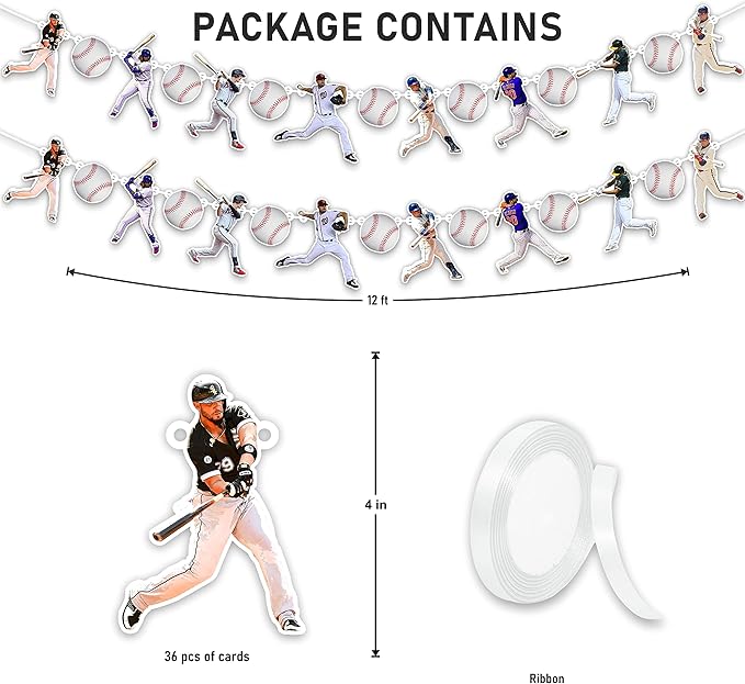 Baseball Garland Decoration – Sports Theme Birthday Party Supplies for Boys and Adults – Hanging Banner Garland for Baseball Fans – Durable Party Decoration for Birthday and Team Celebrations