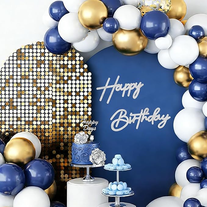 CANREVEL Happy Birthday Sign for Backdrop, Glitter Felt Silver Happy Birthday Banner, Silver Birthday Party Decorations for Girl Boy Women Men, Wall Decor Balloon Arch Photo Prop