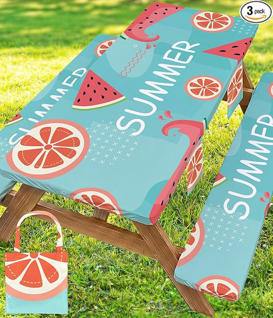 Picnic Table Cover with Bench Covers Table Cloth Tablecover Camping Essentials Camp Tools Camper Ideas Outdoor Summer Beach Accessories Must Haves Motorhome Trailer Road Trip Tent Rv Travel Supplies