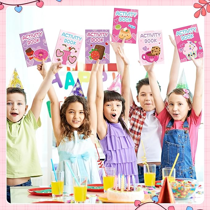 Desserts Theme Activity Books for Kids - 24Pcs Desserts Mini Games Coloring Book Set Bulk Mazes Word Search Word Scramble Games for Birthday Party Goodie Bags Stuffers School Classroom Favors