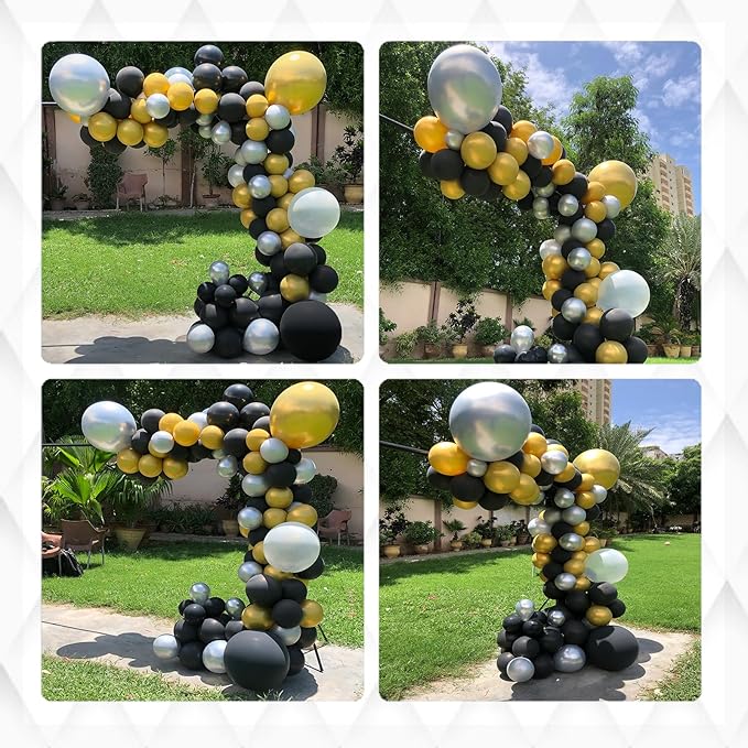 Archloon Black and Gold Balloons Arch Kit, 134pcs black and gold balloon garland kit with Black White Metallic Gold Confetti, Balloons Arch Kit for Graduation, Baby Shower, Birthday and Wedding…