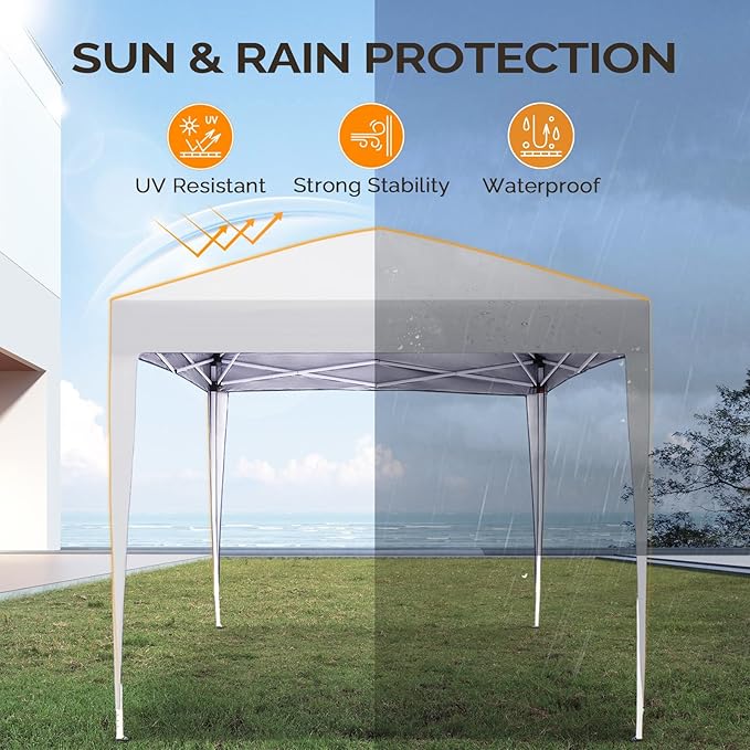 VINGLI 10x10 Pop Up Canopy Tent with Sidewalls, Outdoor Gazebo Canopy Tent, Patio Event Tents Outdoor Event Shelter for Parties (White)