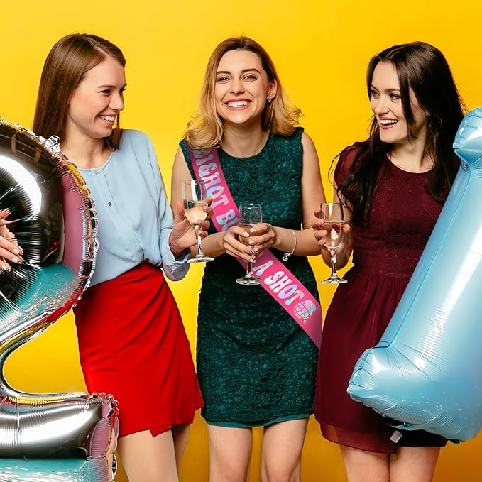 21st Birthday Sash with Iridescent Foil for Women, Hot Pink 21&Hot BUY ME A SHOT Birthday Sash for Girls, It's My 21st Bday Sashes, Finally 21 Bday Favors, Ideal Twenty One Gift